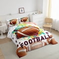 thumbnail image 3 of Feelyou Watercolor Rugby Child Queen Comforter Set, Cartoon Stars Graffiti Bedding Sets, Est Sleep Sports Reversible Bedding Comforter Set, Breathable Home Decor, 3-Piece, 3 of 8