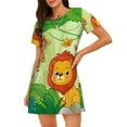 thumbnail image 1 of Easygdp African Animals in the Jungle Camisón de manga corta para mujer, informal, estampado, 1 of 6