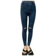 thumbnail image 4 of Gubotare Denim Jeans for Women Women Ripped Jeans Y2K Distressed Ripped Skinny Stretchy Denim Pant (Dark Blue,Size L), 4 of 4