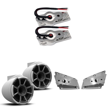 Wet Sounds REV 10 SE BW- Matte White REV10 Special Edition - Revolution Series 10" Tower Speakers, Pair 300 Watts RMS, White, Pair with Wet Sounds Lower brackets for Nautique FC5 Tower
