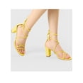 thumbnail image 6 of BLISSFUL STEP Women's Shoes Open Toe Lace Up Block Heel Strappy Heels Yellow 11, 6 of 8