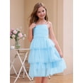 thumbnail image 7 of IBTOM CASTLE Girl Sleeveless Ruffle Formal Wedding Tiered Tulle Dress Teen Pageant Birthday Homecoming Prom Outfits Junior Graduation Dress 7-8 Years Blue, 7 of 7