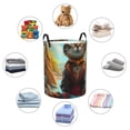 thumbnail image 4 of Balery Riverside Meditating Cat Cesta de ropa redonda con asas, impermeable, independiente, para ropa, juguetes, dormitorio y familia-Medium, 4 of 6