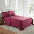 thumbnail image 6 of Elaine Karen Bedding Set with Flat Sheet, Fitted Bed Sheet & Pillowcases, Queen Burgundy, 6 of 9