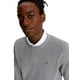 thumbnail image 3 of Jersey Tommy Hilfiger liso con cuello redondo para hombre, gris, HTR, talla L, 3 of 5