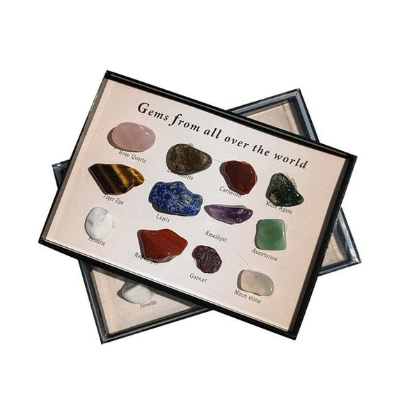 Natural Gemstones Nuggets Collections for Earth Science Teaching Box: 85x60x13mm Gemstone: 8~14x5~8mm 12pcs/box
