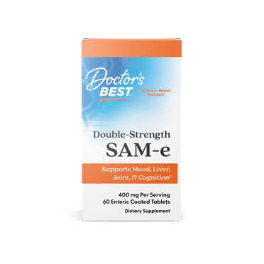 Doctor's Best SAM-e 400 mg, Vegan, Gluten Free, Soy Free, Mood and Joint Support, 60 Enteric Coated Tablets