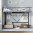 thumbnail image 3 of Heavy Duty Twin Loft Bed with Safety Guard Rails, Space Saving Steel Loft Bed with Metal Slats Support, No Box Spring Needed, Easy Assembly, White Gray or Black, 3 of 6