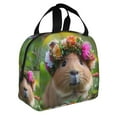 thumbnail image 2 of Fotbe Flower Crown Guinea Pig Bolsa Térmica con Estampado y Forro de Aluminio Grueso Bolsa de Almuerzo con Bolsillo Frontal para Hombres y Mujeres, Ideal para Trabajo, Escuela, 2 of 8
