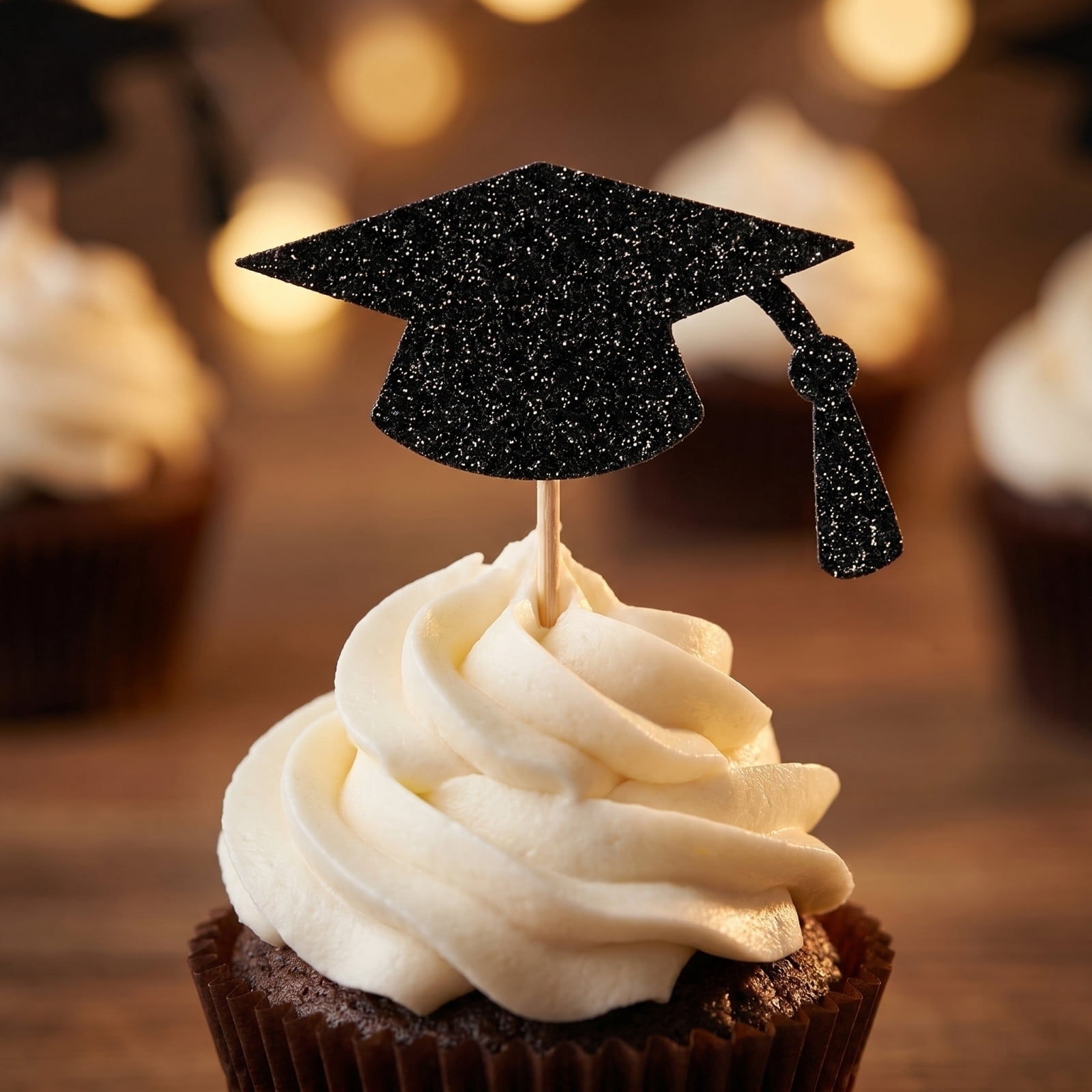 Cthrlog Graduation Party Decorations 2026 Graduation Decorations Doctoral Hat Cake Plaque Set for Graduation Gifts and Celebration Events 24PCS Black Tassel Cake Topper Signs