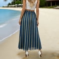 thumbnail image 4 of SZJXBUY Womens Golf Skirt Long Striped Elastic High Waist Chiffon Maxi Skirt Tiered Pleated A Line Boho Flowy Skirts Blue,L, 4 of 7