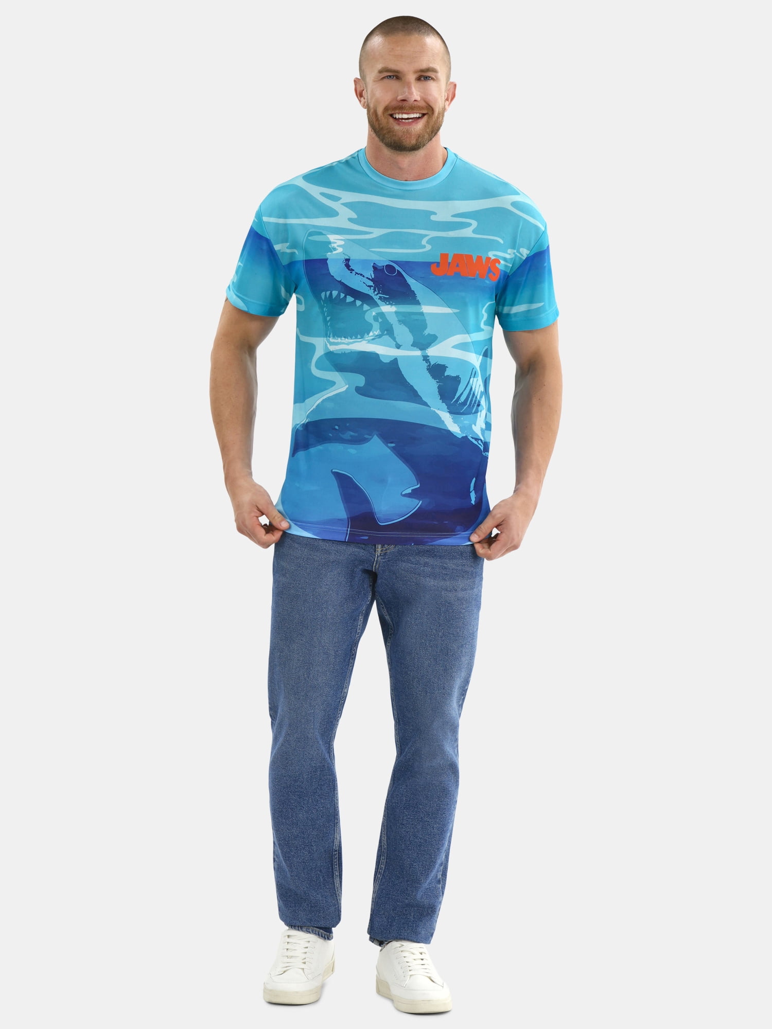 Jaws Men's and Big Men's Graphic Tee with Short Sleeves, Sizes S-3XL