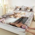 thumbnail image 3 of Homewish Kawaii Highland Cow Queen Sheet Sets,Western Cowboy Boots Flat Sheet,Pink Flower Floral Queen Fitted Sheet For Teens,Super Cozy Room Decor,4-Piece, 3 of 7