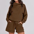 thumbnail image 1 of Conjunto de sudaderas y pantalones cortos de ocio para mujer, conjunto de 2 piezas a juego, traje de chándal, 1 of 7