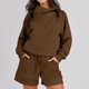 thumbnail image 1 of Conjunto de sudaderas y pantalones cortos de ocio para mujer, conjunto de 2 piezas a juego, traje de chándal, 1 of 7