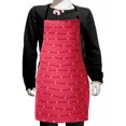 thumbnail image 1 of Geometric Kids Apron, Horizontally Parallel Pink Dotted Lines Repeating Pattern, Boys Girls Apron Bib with Adjustable Ties for Cooking Baking Painting, Dark Coral Magenta, by Ambesonne, 1 of 2