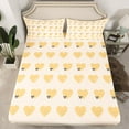 thumbnail image 2 of Feelyou Chic Love Heart Queen Sheet Sets for Kid, Orange Cartoon Bow Flat Sheet, Modern Fashion Bowknot Queen Fitted Sheet, Lightweight Room Decor, 4pcs, 2 of 7