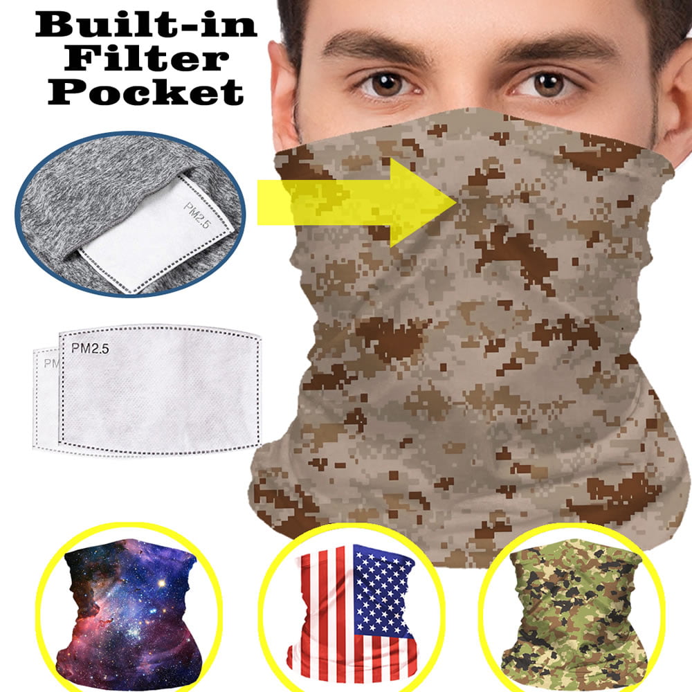 Headband Washable and Reusable All-In-One Face Shield Ice Cream Camouflage Face Covering & Neck Gaiter Neck Warmer Bandana Unisex