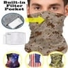 Reusable Neck Gaiter with Pocket, Breathable Cooling Face Mask Scarf, Washable Balaclavas, Camouflage Bandana for Men Women