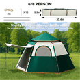 thumbnail image 3 of 4-6 Person Tents for Camping, Instant Tent with Camping Ground Mat Camping Tent with Removable Rainfly and Carry Bag, Green, 3 of 10