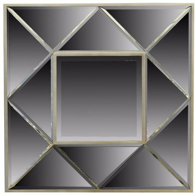 Benzara BM156648 Miroir Carré Encadré en Bois, Gris