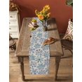 thumbnail image 5 of Blue Christmas Burlap-Cotton Table Runner 120 Inches Long,Xmas Snowflake Simple Retro Beige Farmhouse Table Runners,Outdoor Dining Tablecloths Decor for Baby Shower Party Wedding 13x120, 5 of 9