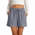 thumbnail image 6 of Brnmxoke Womens Plus Linen Shorts Oversized Summer Casual Wide Leg Shorts Elastic Waist Drawstring Beach Vacation Short with Pockets Dark Gray,XXXL, 6 of 6