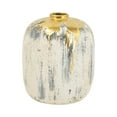 thumbnail image 3 of A&B Home Distressed Ceramic Ivory Vase with Gold Accent 6.3" x 6.3" x 7.9", 3 of 7