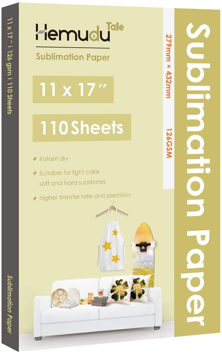 T-Shirt Best for Light Fabric Use Sublimation Ink Only // Paper Plan Mug Bag for Inkjet Printer Clear Color Press Transfer Printable Blanks 110 Sheets 125g Sublimation Paper 11x17 