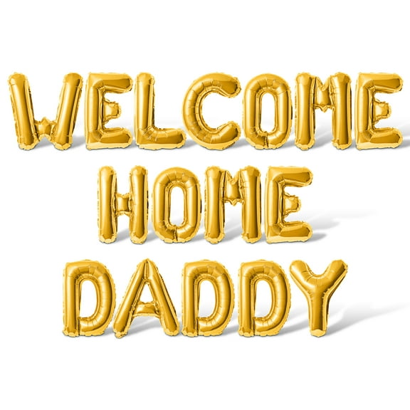 Letter Balloons - WELCOME HOME DADDY 16" Inch Alphabet Letters Foil Mylar Balloon Welcome Home Party Banner (Gold)