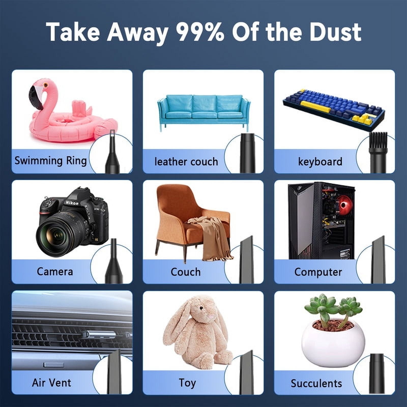 WORLDTIGER Air Duster - Computer Vacuum Cleaner - for Keyboard Cleaning- Cordless Canned Air- Powerful - Energy-Efficient