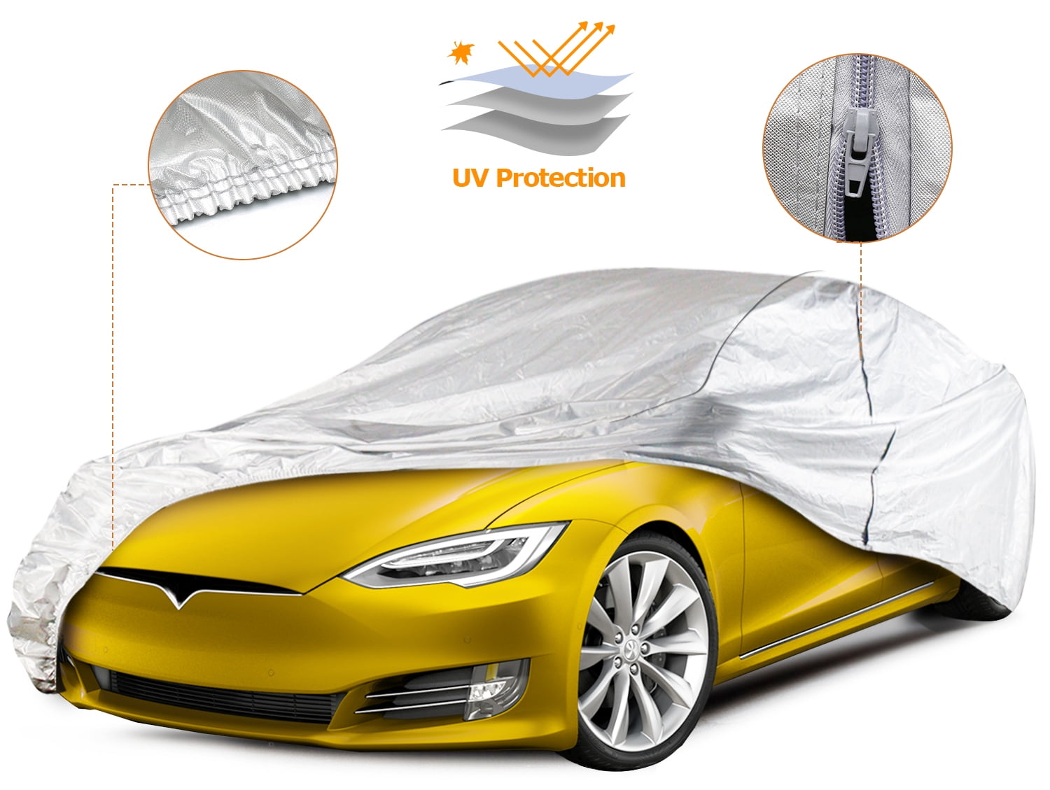 Slive Sun UV Protection Universal Fit Full Car Cover 200" with Cotton