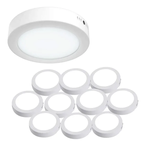 Pack 10 Piezas Lampara De Sobreponer Led Luz Blanca 18w Luminaria Plafón