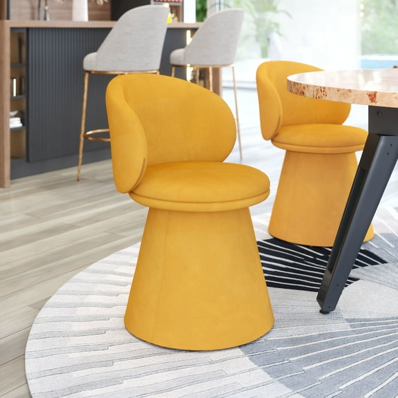 Oblic Swivel Dining Chair Orange Dining Chair, Modern Style, Soft and smooth velvet fabric, Plywood, Indoor Dining