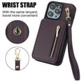 thumbnail image 6 of Decase Crossbody Wallet Case with Credit Card Holder Stand for iPhone 14, RFID Blocking Design,with Wrist Strap Rugged Shockproof PU Leather Case Cover, purple, 6 of 8