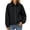 Black, variant on CHGBMOK Women's Plus Size Collared Bomber Jacket Casual Zip Up Long Sleeve Windbreaker Coat Elastic Cuffs Hem Outerwear with Pockets