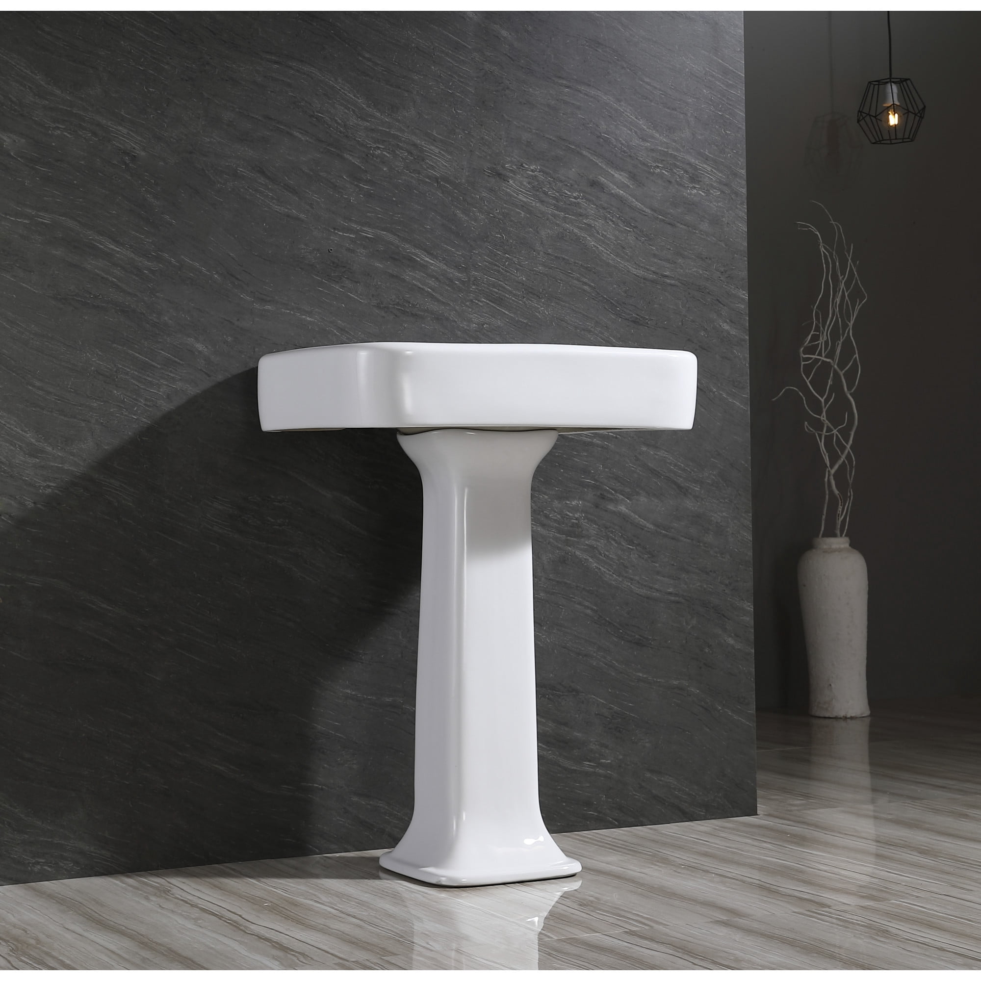 Kingston Brass VPB2268B Robert 26-Inch Ceramic Console Sink Top (8-Inch, 3-Hole) in White