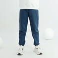 thumbnail image 2 of Boys Pants - Unisex Kids' Jogger Pants -Lined Sweatpants Elastic + Pockets Warm Casual Wear Boys & Girls - Uniform Pants for Boys,Color:Dark Blue,Size:6-7 Years, 2 of 4