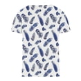 thumbnail image 5 of Wancir 2024 Summer Floral Printed Tops for Women Crochet Lace Trim V Neck Short Sleeve T Shirts Casual Loose Pullover Tee Shirts, 5 of 5