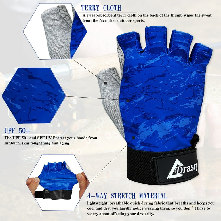 Drasry Fingerless UV Gloves Sun Protection UPF50+SPF for Fishing