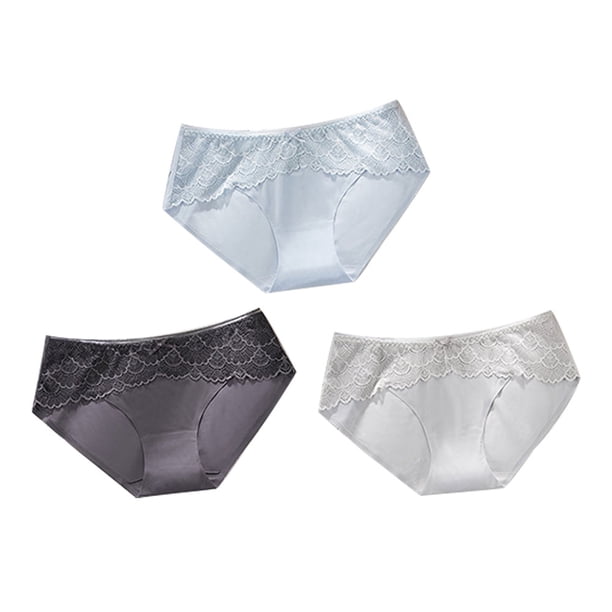 Ropa interior de encaje de seda de hielo, bragas de encaje sexy con entrepierna de algodón para mujer
