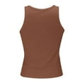 thumbnail image 4 of YUEJUIR Women Tank Tops Sleeveless Tank Top Blouse Women Racerback Slim Top Knit Ribbed Shirt Women's Blouse Plus Size Tank Tops Racerback Tank Tops for Women (Coffee,M), 4 of 5