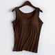 thumbnail image 3 of Camiseta deportiva sin mangas de color liso para yoga para mujer: almohadilla en el pecho, sin aros, tirantes anchos, camiseta sin mangas informal, cuello redondo, ropa de verano, 3 of 3