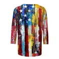 thumbnail image 4 of Lcziwo Independence Day Shirts for Women Stars and Stripes Print Tunic Tees 3/4 Sleeve Round Neck Blouses Casual Trendy Summer 2025 Tops Red,M, 4 of 5