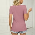 thumbnail image 5 of RYRJJ Women's T Shirts Summer Tops Low Cut Out Deep V Neck Choker Short Sleeve Tunic Tee Blouse(Pink,XL), 5 of 5