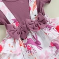 thumbnail image 4 of Aunavey Infant Baby Girl Summer Bunny Shorts Easter Outfit Ruffle Shirt Suspender Shorts 3pcs Clothes Set, 4 of 8