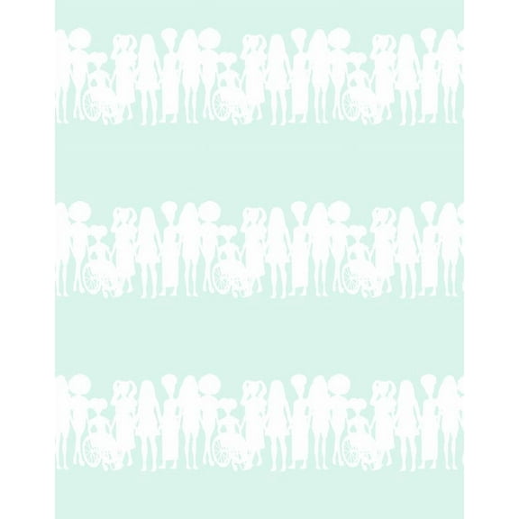 Fashionista Silhouettes Stripe Removable Vinyl Wallpaper by Barbie - Robins Egg