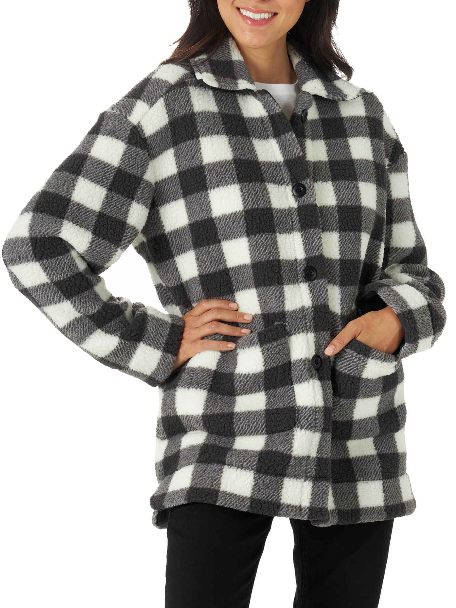 Lee Women's Fleece Button Down Long Sleeve Chore Jacket - Walmart.com