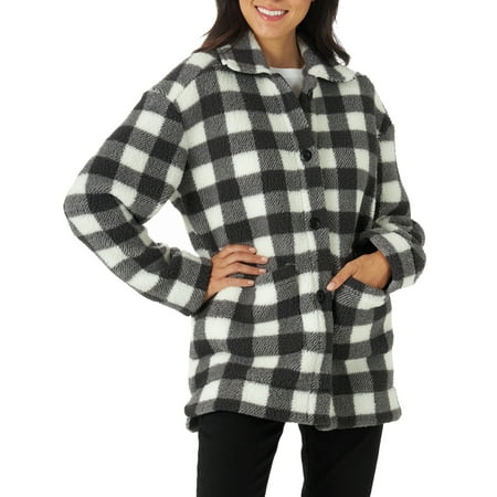 Lee Women's Fleece Button Down Long Sleeve Chore Jacket