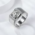 thumbnail image 4 of 2 Carat Moissanite Rings for Men D Color VVS1 925 Sterling Silver Round Cut Moissanite Wedding Bands Lab Created Diamond Engagement Ring Diamond Promise Ring, 4 of 6